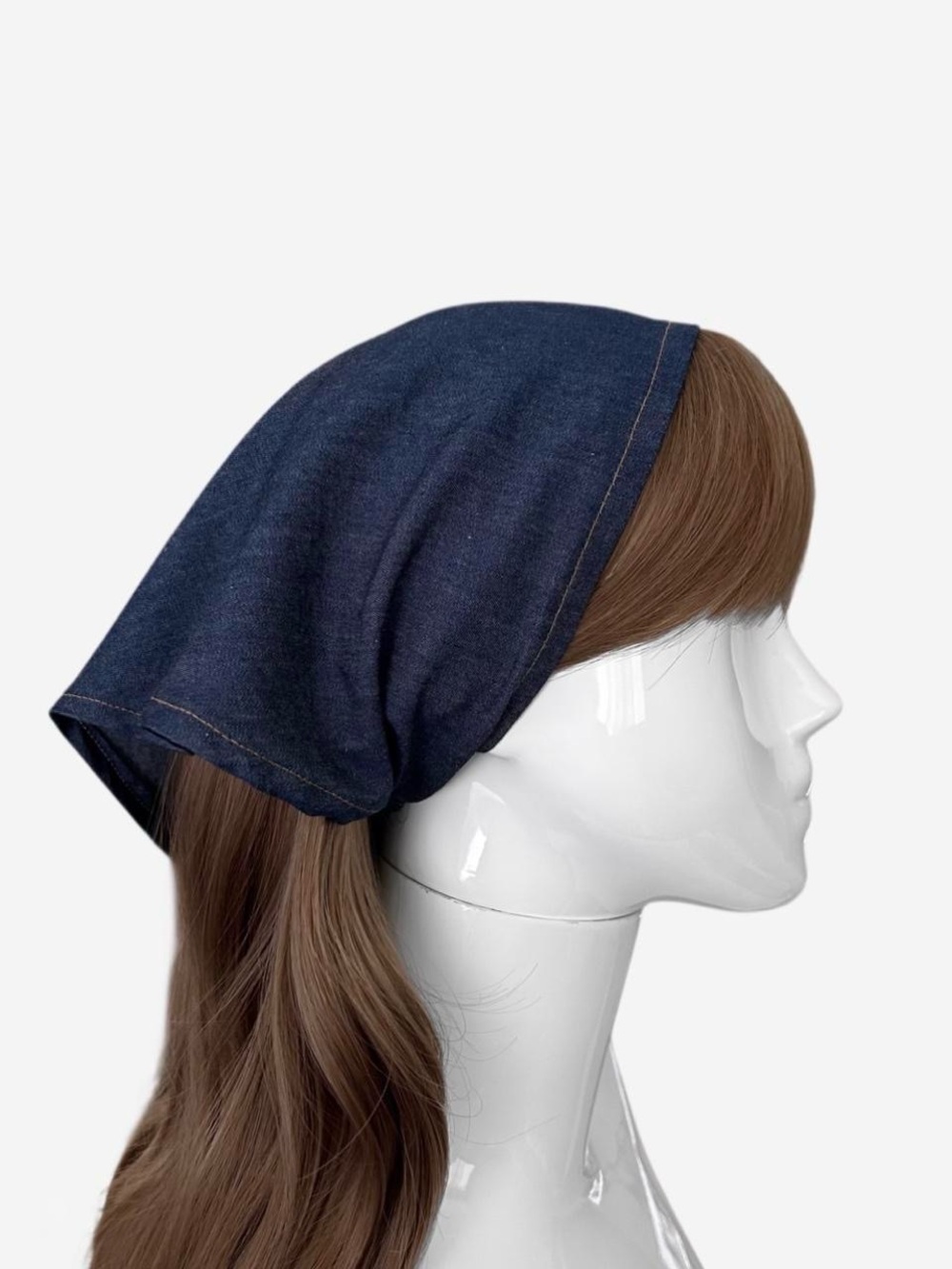 Classic Denim-Effect Navy Headscarf for Women